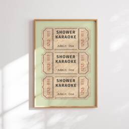 Lime Cream Wall Art Shower Karaoke Poster For Bathroom, Funny Unframed Prints, Bright Trendy Home Decor - thumbnail 1