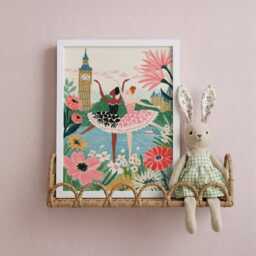 Ballerina London Nursery Art Print - Whimsical Ballet Illustration For Girls Room - thumbnail 2