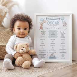 Personalised Day You Were Born Safari Print With Birth Details - Perfect New Baby Girl Or Boy Gift Christening 1st Birthday Keepsake - thumbnail 2