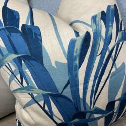 Handmade Cushion Cover, Sanderson Palm House Fabric, Blue Eucalyptus Leaf Print, Modern Sofa Bed Accent Homeware - thumbnail 4