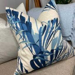 Handmade Cushion Cover, Sanderson Palm House Fabric, Blue Eucalyptus Leaf Print, Modern Sofa Bed Accent Homeware - thumbnail 1