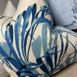 Handmade Cushion Cover, Sanderson Palm House Fabric, Blue Eucalyptus Leaf Print, Modern Sofa Bed Accent Homeware - thumbnail 3