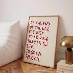 Silly Little Life Print, Unframed Art, Bold Kitchen Posters, Trendy Bright Decor, Living, Typography Quotes, Retro, Bedroom, Holiday, Enjoy - thumbnail 2