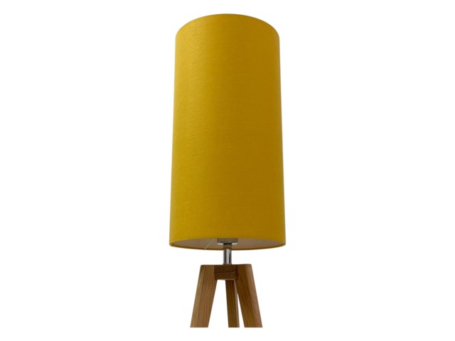 Mustard Yellow Textured 100% Linen Extra Tall Cylindrical Drum Lampshade - image 1
