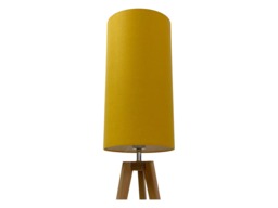 Mustard Yellow Textured 100% Linen Extra Tall Cylindrical Drum Lampshade - thumbnail 1