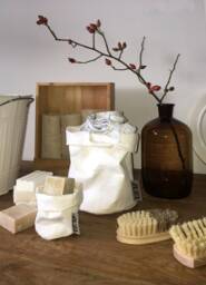 Paper Bag, Washable Paper Storage, Hamper, Planters, Basket, Kitchen Utensils, Bread Planter, Round, Zerowaste - thumbnail 1