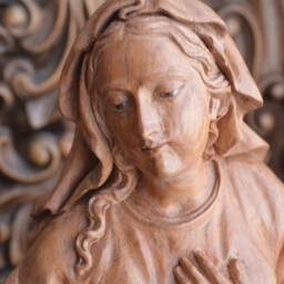 Hand Carved Wood Virgin Mary Pregnant Madonna Statue Sculpture Religious Spanish Colonial Art, Our Lady Of The Hope - thumbnail 3
