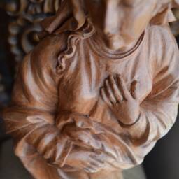 Hand Carved Wood Virgin Mary Pregnant Madonna Statue Sculpture Religious Spanish Colonial Art, Our Lady Of The Hope - thumbnail 4