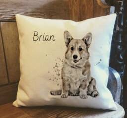 Personalised Corgi Dog Country Canvas Cushion - Customised Owner & Lover Linen Puppy Cover With Inner Filler - thumbnail 1