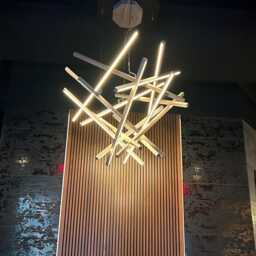 Diamond Wooden Chandelier - Large Modern Led Pendant Light Loft Ceiling Fixture - Best For Foyer Chandeliers - thumbnail 3