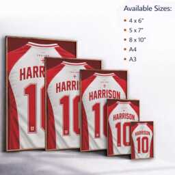 Personalised Name England Wall Art Poster Three Lions Football T Shirt Number Jersey Supporter Decor St Georges Cross Sports Present Bedroom - thumbnail 3