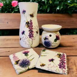Thistle Lavender Bee Gift Set Vase Wax Warmer Coaster Set Thistles Gifts - thumbnail 1