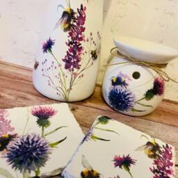 Thistle Lavender Bee Gift Set Vase Wax Warmer Coaster Set Thistles Gifts - thumbnail 3