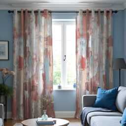 Abstract Blush Pink Curtains, Modern Brushstroke Pattern Drapes, Contemporary Artistic Window Panels, Made To Measure Living Room Decor - thumbnail 2