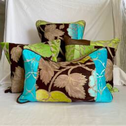 "Designers Guild Pillow Cover Turquoise, Brown Velvet, Jane Hall Design - 24""x 14" - thumbnail 4