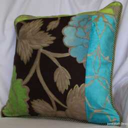 "Designers Guild Pillow Cover Turquoise, Brown Velvet, Jane Hall Design - 24""x 14" - thumbnail 3
