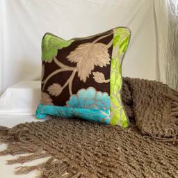 "Designers Guild Pillow Cover Turquoise, Brown Velvet, Jane Hall Design - 24""x 14" - thumbnail 2