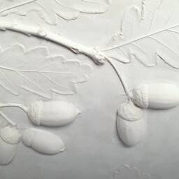 Tile Oak Acorns Cast. Botanical Decorative Unique Plaster Wall Art Frame Wood Concrete Impression Pressed Flowers Eco Friendly - thumbnail 2