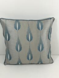 Jane Churchill - Colefax & Fowler Plato Aqua Elegant Silk Feather Motif Cushion Cover Handmade Throw Pillow Designer Home Decor