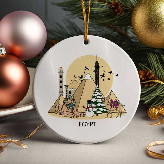Egypt Christmas Tree Ornament Cairo Personalised Decoration Pyramids Gift Bauble Holiday - image 1