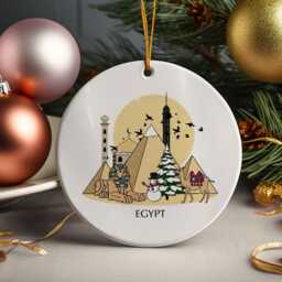 Egypt Christmas Tree Ornament Cairo Personalised Decoration Pyramids Gift Bauble Holiday - thumbnail 1