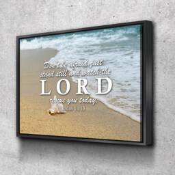 Exodus 1413 Don't Be Afraid, Watch The Lord Rescue You Today Bible Verse Wall Art Canvas Sayings, Phrases, Religious, Inspirational - thumbnail 1