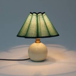 Handmade Dark Green Pleated Table Lamp With Ceramic Base-18#