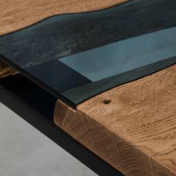 Live Edge Dining Table, River Table, Oak Unique Handmade Wooden Industrial Table - thumbnail 4
