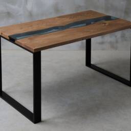 Live Edge Dining Table, River Table, Oak Unique Handmade Wooden Industrial Table - thumbnail 3
