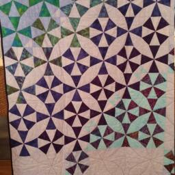 Modern Kaleidoscope Quilt, Throw, Wallhanging Modern Throw Lap Quilt Modern, Handmade Blanket - thumbnail 2
