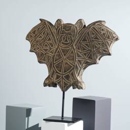 Timor Bat Wall Decor, Animal On Stand, Sculpture, Wood Carving, Statue, Traditional Art, Figurine, Gift For Dad, Memorial - thumbnail 3