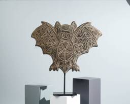 Timor Bat Wall Decor, Animal On Stand, Sculpture, Wood Carving, Statue, Traditional Art, Figurine, Gift For Dad, Memorial