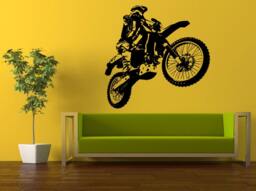 Wall Decal Vinyl Sticker Decals Peal & Stick Cheap Free Shipping Art Dirt Bike Motorcycle Biker Stunt Jumping Racing Extreme Sport L504 - thumbnail 1