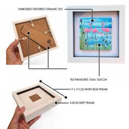 Hand-Painted Flamingo Mini Framed Art Coastal Home Decor - 15cm - thumbnail 2
