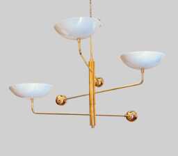 3 Curved Pendant Light - Sputnik Chandelier Linear Mid Century Modern Antique Brass Fixture