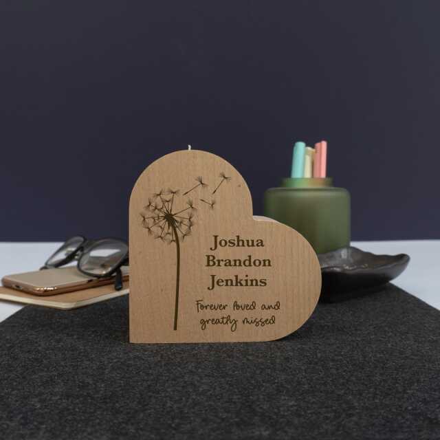 Personalised Dandelion Bereavement Candle Holder - Custom Memorial Heart Gift - image 1