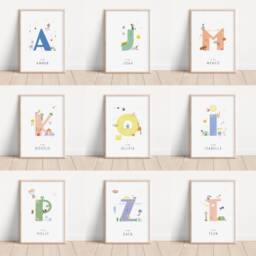 Letter T - Cheeky Colorful Poster Alphabet Name Print Custom Initial Art Playroom Wall Decor - thumbnail 3