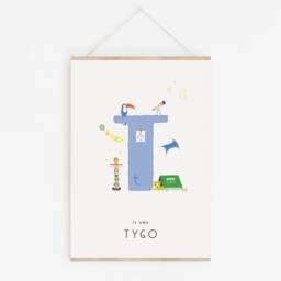 Letter T - Cheeky Colorful Poster Alphabet Name Print Custom Initial Art Playroom Wall Decor - thumbnail 2