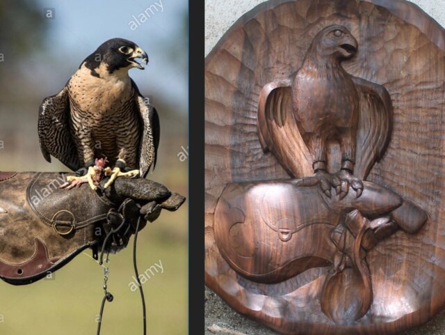 Wooden Panel, Wall Art, Woodcarving, Falconer, Costum Order, Hand Made, Falcon - image 1