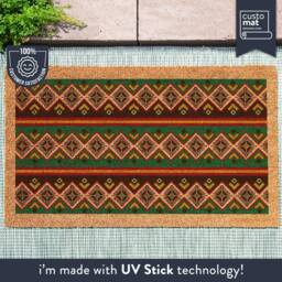 Western Style Aztec Cowboy Boho Pattern Doormat - Geometric Coir Custom Print Welcome Rug Colourful - thumbnail 1