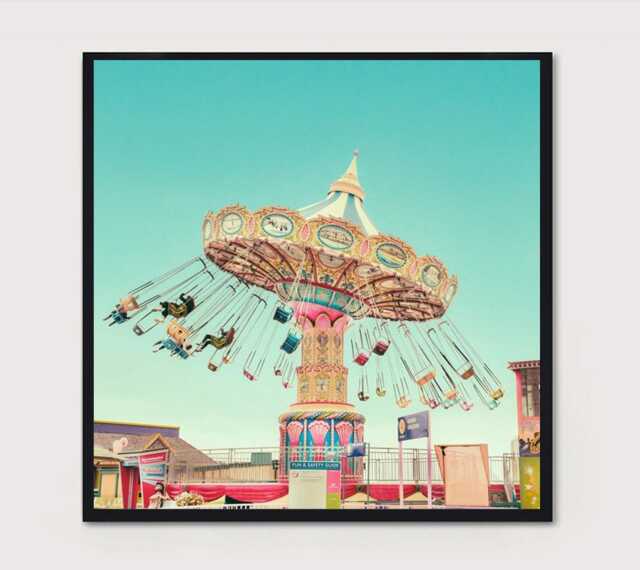 Vintage Carnival Swing Ride Canvas Art Santa Cruz Boardwalk Pastel ...