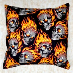 Awesome Design With Glowing Skulls On Fire ~ Cushion Cover Fits An 18 - thumbnail 2