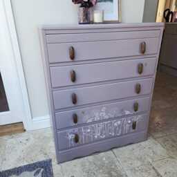 Hand Painted Harris Lebus Chest Of Drawers Floral Stencil, Dusted Heather - thumbnail 2