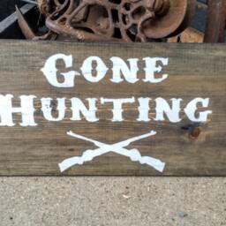 Gone Hunting Sign, Hanging Wooden Rustic Decor, Wall Art, Hunting, Manly Signs - thumbnail 2