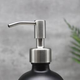 Matte Black Glass Dispenser Bottle Refillable With Silver Metal Pump & Waterproof Label, 500Ml - thumbnail 4