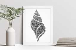 Personalised Seashell Word Art Print, Beachcombing Gift, Custom Wall Framed Picture, Present For Shell Collectors Nl - thumbnail 1
