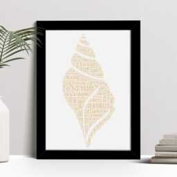 Personalised Seashell Word Art Print, Beachcombing Gift, Custom Wall Framed Picture, Present For Shell Collectors Nl - thumbnail 2