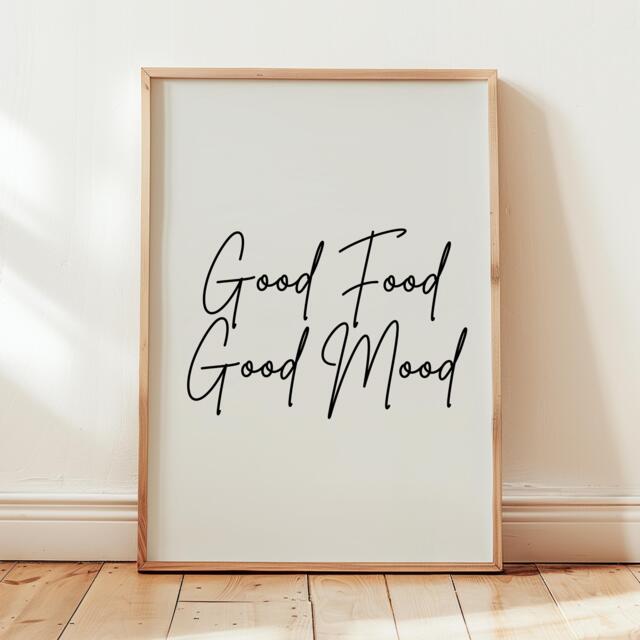 Good Food Mood Print Kitchen Wall Art, Foodie Gift, Cafe Decor - image 1