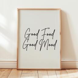 Good Food Mood Print Kitchen Wall Art, Foodie Gift, Cafe Decor - thumbnail 1