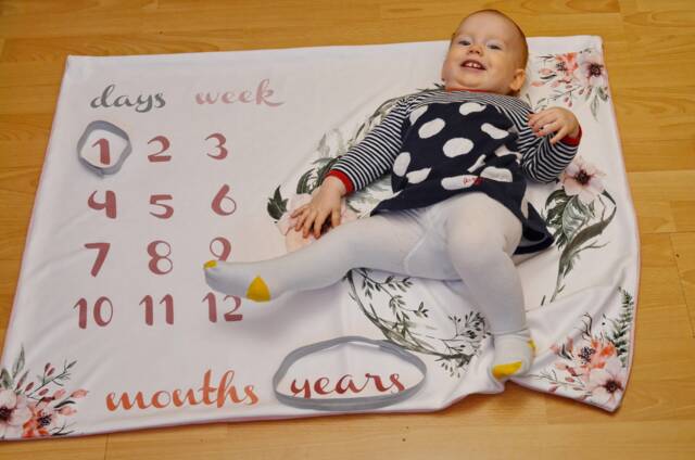 Baby Girl Milestone Blanket, Month Growth Tracker Calendar Photo Prop Shower, Watch Me Grow Blanket, Baby Gift - image 1
